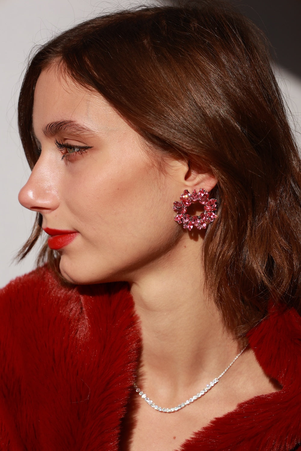 Pink Snowflake Hoops