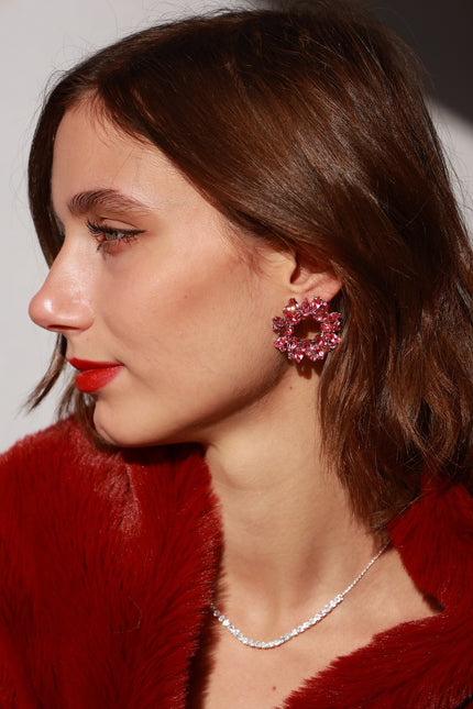 Pink Snowflake Hoops