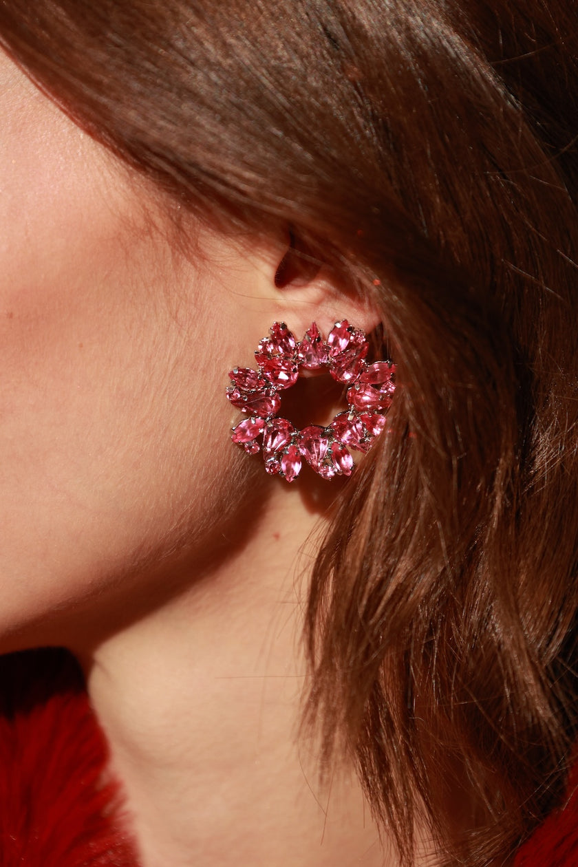 Pink Snowflake Hoops