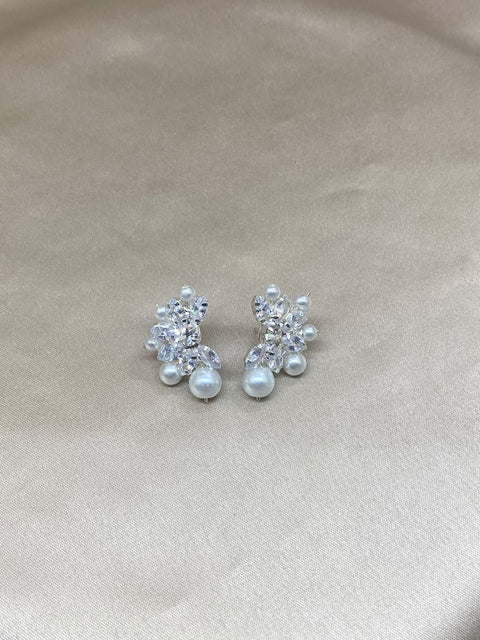 Cascading Zircon & Pearl Drop Earrings