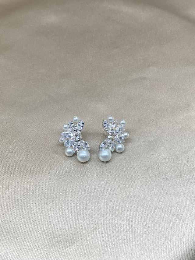 Cascading Zircon & Pearl Drop Earrings